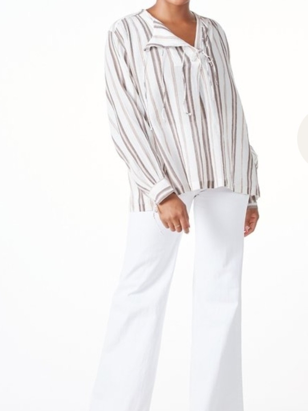 Laurence Bras Gauzy Boho Pheasant Top Cotton Coastal Flowy Bishop Sleeve